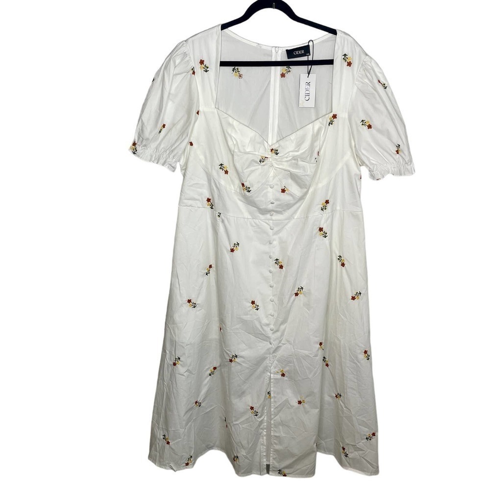 NWT Cider White Short Sleeve Bohemian Long Flowy Midi Hippy Dress Plus Size 3X